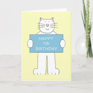 Happy 7th Birthday Cute Cartoon Cat Card