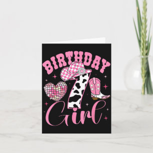 Happy 7th Birthday Girl Outfit Rodeo Western Cowgi Card