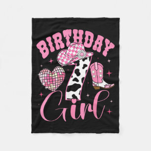 Happy 7th Birthday Girl Outfit Rodeo Western Cowgi Fleece Blanket