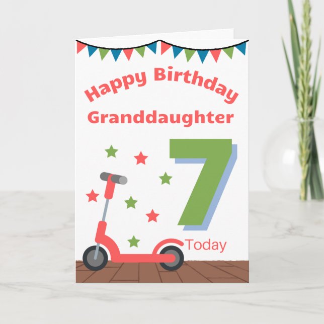 Happy 7th Birthday Granddaughter Card (Front)