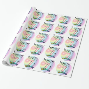 Happy 7th Birthday (roze) Wrapping Paper