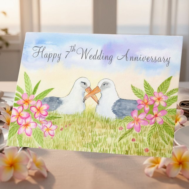 Happy 7th Wedding Anniversary Laysan Albatross Card (Creator Uploaded)