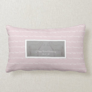 Happy 7th Wool Anniversary sheep cushion (gray)