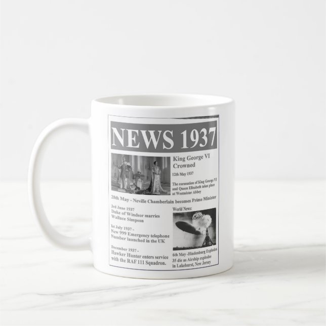 Happy 80th birthday 1937 News Mug (Left)