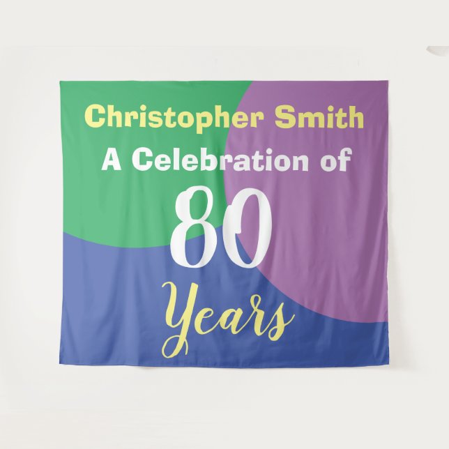 Happy 80th Birthday Celebration Tapestry (Front (Horizontal))