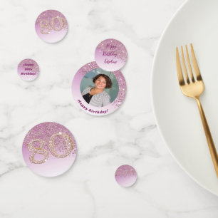 Happy 80th Birthday Chic Falling Rose Gold Glitter Confetti