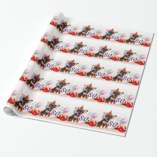 Happy 80th Birthday Chihuahua dog wrapping paper