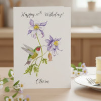 Happy 80th Birthday Columbine with Hummingbird