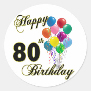 Happy 80th Birthday Gifts and Birthday Apparel Classic Round Sticker