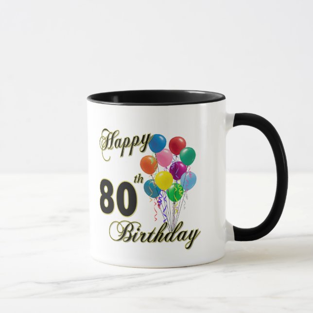 Happy 80th Birthday Gifts and Birthday Apparel Mug (Right)