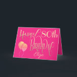 Happy 80th Birthday Name Elegant Script Gold Pink Card<br><div class="desc">A design of decorative lettering in gold on a hot pink backdrop to wish a Happy 80th birthday. Happy Birthday is set in an ornate script, and the age is in a cordinating typeface with name in script at the bottom. Easily personalize the name and words inside to your own...</div>