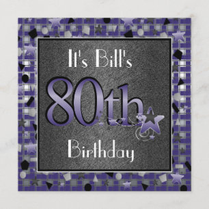 Happy 80th Birthday Party Invitation For Him
