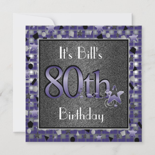 Happy 80th Birthday Party Invitation For Him (Front)