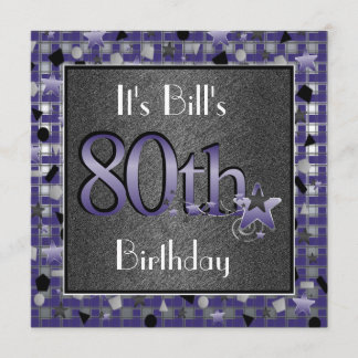 Happy 80th Birthday Party Invitation For Him