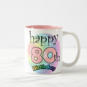 Happy 80th Birthday (pink) Two-Tone Coffee Mug