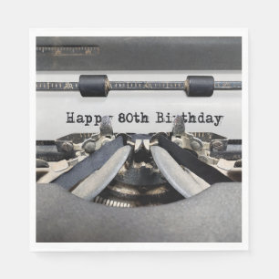 Happy 80th Birthday Retro Typewriter Napkin