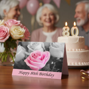 Happy 80th Birthday Rose Photography Card