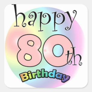 Happy 80th Birthday (roze) Square Sticker