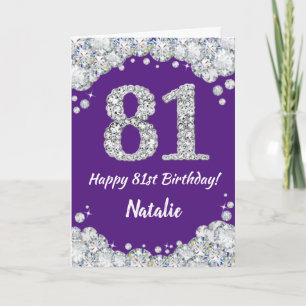 Happy 81st Birthday Purple and Silver Glitter Card