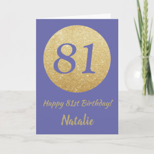 Happy 81st Birthday Very Peri and Gold Glitter Card