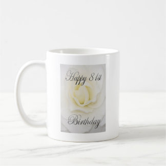 Happy 81st Birthday White Flower Coffee Mug