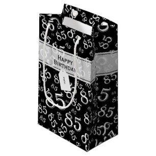 Happy 85th Birthday Party Theme Black and White Small Gift Bag