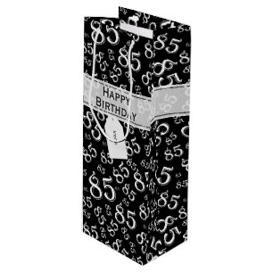 Happy 85th Birthday Party Theme Black and White Wine Gift Bag