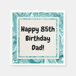 Happy 85th Birthday Personalize Blue Liquid Marble Napkin