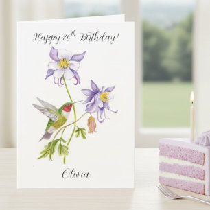 Happy 86th Birthday Columbine with Hummingbird Card
