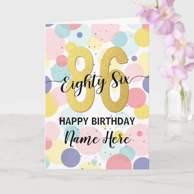 Happy 86th Birthday Pastel Rainbow Gold Woman Card (Orchid)