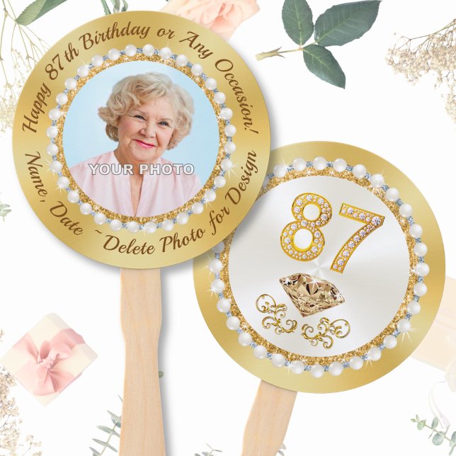 Happy 87th Birthday Party Ideas. Photo Party Fans (87th Birthday Ideas for mom, grandmother and friend. Birthday party ideas for 87 year old. )