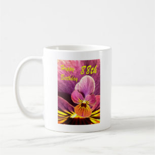 Happy 88th Birthday Flower Pansy Coffee Mug
