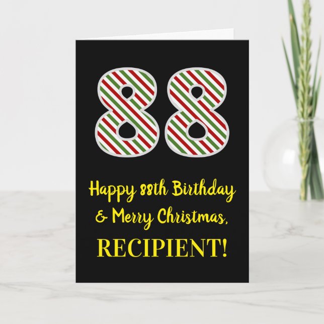 Happy 88th Birthday & Merry Christmas, Custom Name Card (Front)