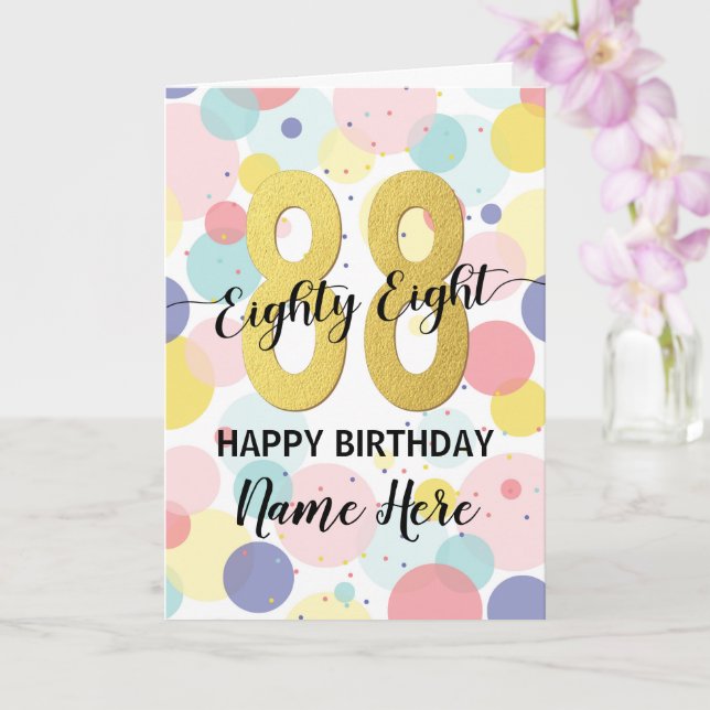 Happy 88th Birthday Pastel Rainbow Gold Woman Card (Orchid)