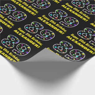 Happy 89th Birthday, Fun Colourful Stars Pattern 8 Wrapping Paper
