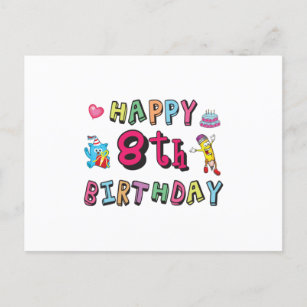 Happy 8th Birthday. 8 year b-day surprise Postcard