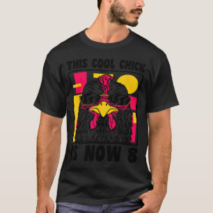 Happy 8th birthday 8 year old cool chicken 8th T-Shirt