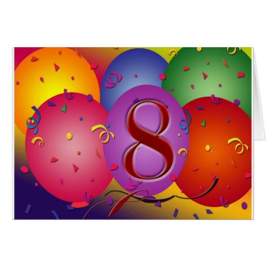 Happy 8th Birthday balloons! Card
