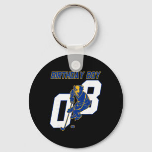 Happy 8th Birthday Boy Hockey Bison Ice Hockey The Keychain