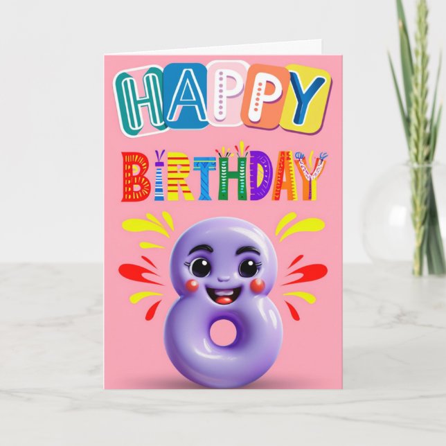 Happy 8th Birthday Card (Front)