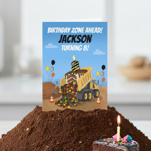 Happy 8th Birthday Dump Truck Card