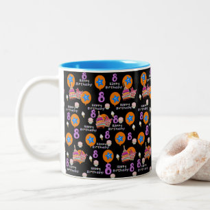 Happy 8th Birthday Mug  Balloons #8 Black