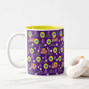 Happy 8th Birthday Mug Balloons #8 Purple