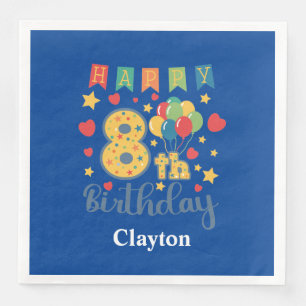 Happy 8th Birthday Paper Dinner Napkins