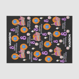 Happy 8th Birthday Tissue Paper #8 Black