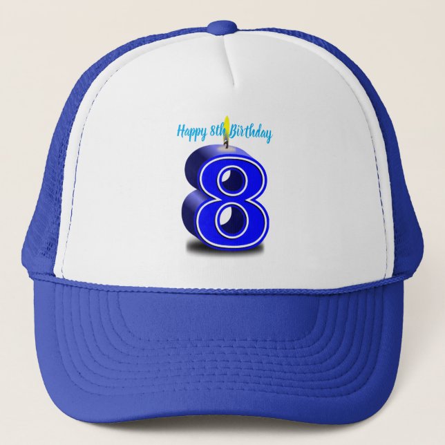 Happy 8th Birthday Trucker Hat (Front)
