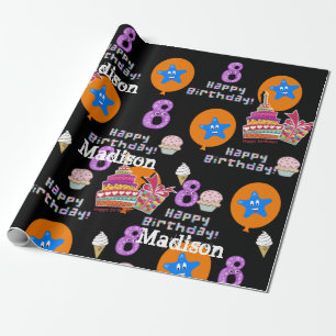 Happy 8th Birthday Wrapping Paper Balloons #8