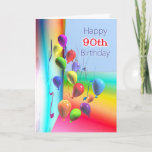 Happy 90th Birthday Balloon Wall Card<br><div class="desc">A bright Birthday card with colourful balloons and the text "Happy 90th Birthday" on the front and verse inside.</div>