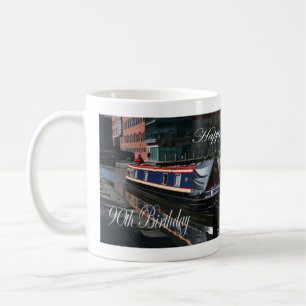 Happy 90th Birthday canal boat Coffee Mug