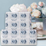 Happy 90th Birthday Floral Number 90 Wrapping Paper<br><div class="desc">Happy 90th birthday wrapping paper with fully editable wording to personalize as you wish. Design features number 90 decorated with rose buds,  flower blooms and foliage in shades of coastal blue and sand. Subtle feminine and elegant design with watercolor floral arrangements,  paint splatters and brush strokes.</div>